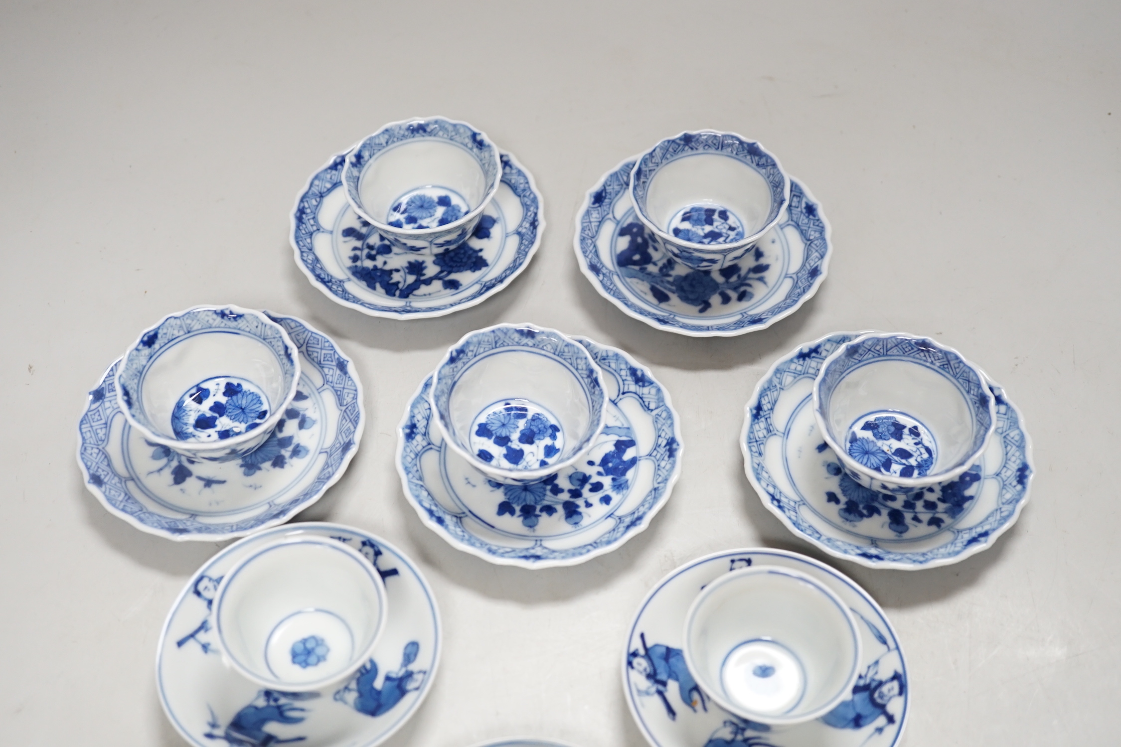 Two miniature Chinese blue and white porcelain part tea sets